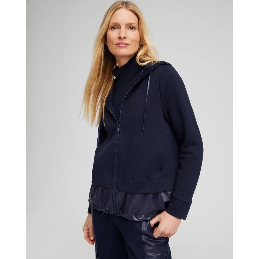Chico's Zenergy‎ Double Knit Mix Jacket Navy Full Zip Casual Athleisure Large